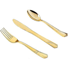 150 Gold Disposable Silverware Plastic Gold Cutlery Set - 50 Forks, 50 Knives, 50 Spoons - Gold Disposable Utensils Set Heavy Duty Plastic Flatware Fo