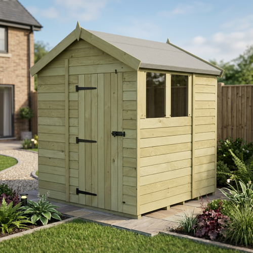7 x 7 Apex Shed Tanalised (Single Door, With Windows)