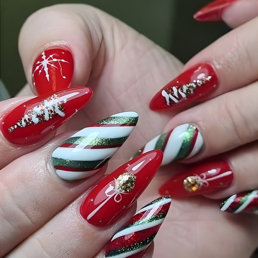 Roc-Electron Festive Red Press-On Nails - Chip & Smudge Proof