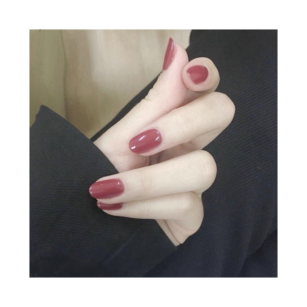 Reach-Tools 24Pcs Short Burgundy False Nails W/ Glue