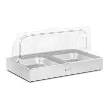 Vitrine pour buffet - HELLOSHOP26 - 2x4 L - 535x335x250 mm - Inox & polycarbonate - Couvercle basculant
