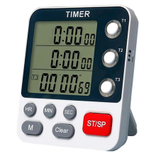 Digital Dual Kitchen Timer with 3 Channels, Count Up and Down Cooking Timer, Large Display, Loud Alarm