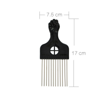 Pettine afro per capelli ricci, pettine in metallo a denti larghi con manico a pugno per dare volume e districare.