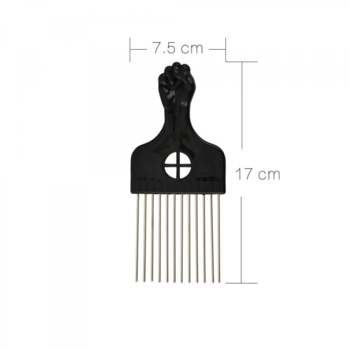 Χτένα Afro Hair Pick για σγουρά μαλλιά, μεταλλική χτένα με φαρδιά δόντια και λαβή
