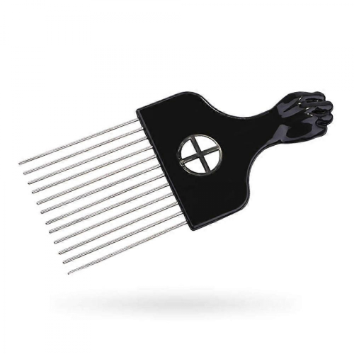 Χτένα Afro Hair Pick για σγουρά μαλλιά, μεταλλική χτένα με φαρδιά δόντια και λαβή 1