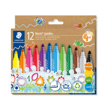 STAEDTLER Felt Pens for Toddlers - Noris Jumbo Colouring Markers -12 Assorted Colours, 328-B C12