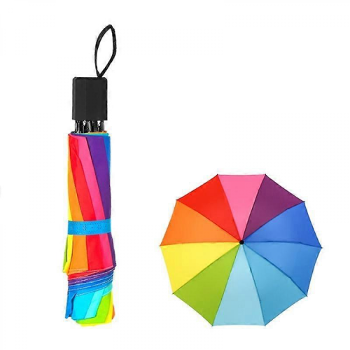 Ομπρέλα Rainbow Three-Fold με μακριά λαβή, αυτόματο άνοιγμα, ανθεκτικό στον άνεμο, π 1