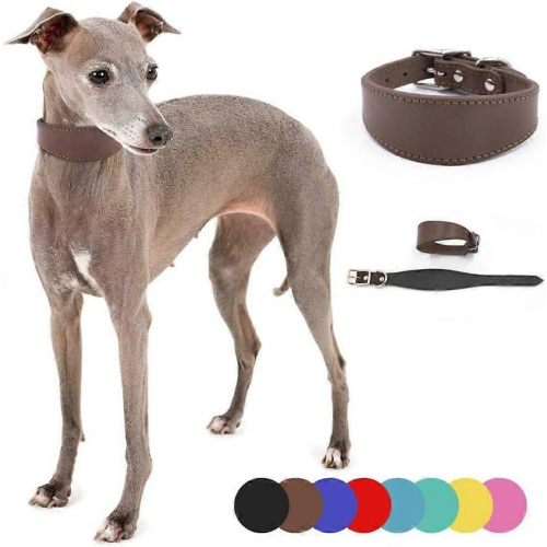 Μαλακό δερμάτινο κολάρο για σκύλους Whippets, Saluki και Greyhounds, ρυθμιζόμενο κόκκι 1