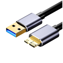 USB-Micro-B-Kabel für externe Festplatten, USB 3.0-Datenkabel für HDD, SSD und SATA-Festplatten, Schwarz