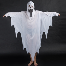 Volwassen wit spookmummiekostuum voor Halloween, griezelig kostuum voor het hele lichaam, geschikt voor mannen en vrouwen.
