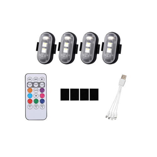 4PCS Ασύρματα Φώτα Στροβοσκόπιου LED με Τηλεχειριστήριο, 8 Χρώματα Φόρτισης USB
