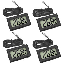 4x digitaalinen LCD-lämpömittari ulkoisella anturilla jääkaappipakastimeen/akvaarioon (4x musta)