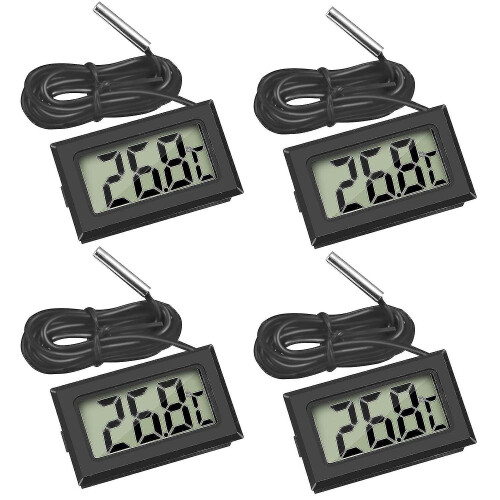 4x Ψηφιακό Θερμόμετρο LCD με Εξωτερικό Αισθητήρα για Ψυγειοκαταψύκτη, Ενυδρ