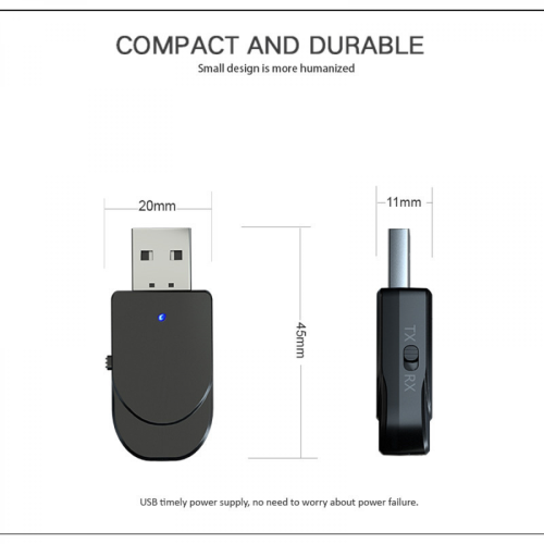 Bluetooth 5.0 Audio Receiver and Transmitter, 2 in 1 Dual Output USB Adapter for Computer, TV, Car Stereo 2