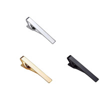 Set van 3 stropdasclips voor heren, zilver, goud en zwart, 5,6 cm lange metalen stropdasclips voor formele gelegenheden.