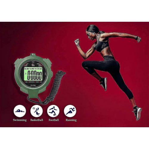Professional 2-Memory Stopwatch with Mute and Backlight Function for Sports Training, Handheld Digital Timer 2