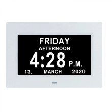 Orologio digitale per persone con demenza, con visualizzazione chiara e completa di giorno e data, calendario di facile lettura per anz