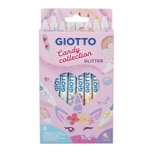 GIOTTO Turbo Glitter Felt Tip Fibre Pens, 8 Assorted Pastel-Toned Colours, For Children, Parties and Schools