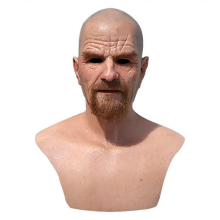Realistic Old Man Latex Full Face Mask for Halloween Cosplay Parties, Wrinkle Headgear Costume Accessory