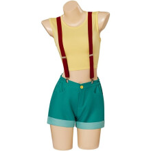 (M) Women's Misty Style Costume - Crop Top, Shorts & Suspenders Set for Halloween & Theme Parties
