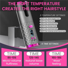 Cordless Curling Iron Beach Waves Styler -Portable Hair Curler Wand Set Automatic Rotating, Dual Voltage for Travel