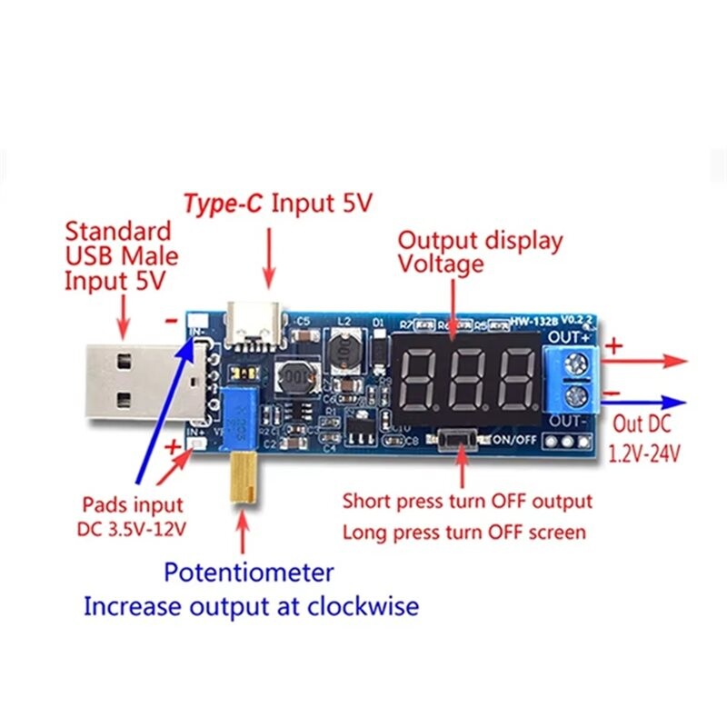 Boost Buck Converter USB Step / Down Power Supply Module - 5V to 3.3V ...