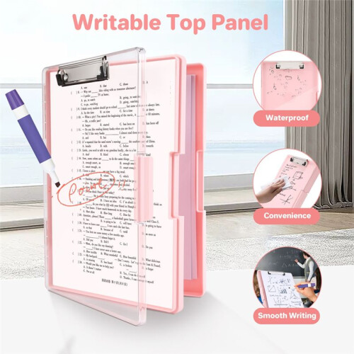 Clipboard A4 with Storage Compartment,Folder Breastfeeding Clipboards Side Opening Portable Writing Clipboard