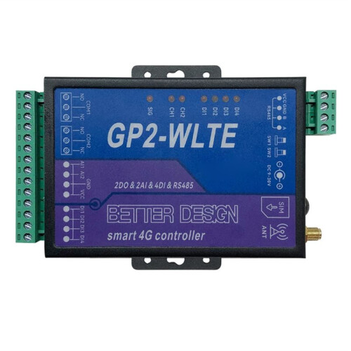 GP2-WLTE  4G Global GSM SMS APP Controller RS485 WEB Control 2CH 4-20ma Analog Inputs 10A Relay Outputs EU-PLUG A 1