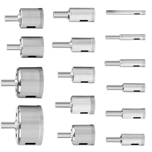 15pcs Diamond Coated Hole Saw Drill Bits, Tile, Marble, Glass, Ceramic Drill Bit Set, (6-50mm) 1