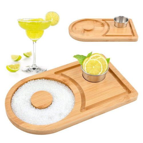 Saltskål i Trä med Skål i Rostfritt Stål för Cocktailpartyn 1