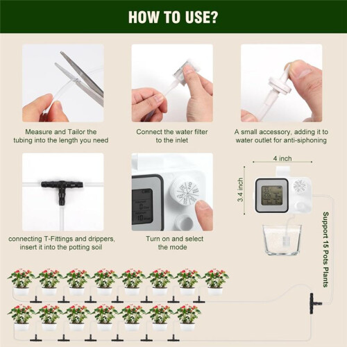 Automatic Drip Irrigation Kit,15 Potted Indoor Houseplants Support,Indoor Automatic Watering System for Plants