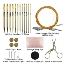 27-Teiliges Tunesisches Häkelnadel-Set, Auswechselbare Häkelnadel Aus Aluminium mit Kabel, Häkelnadeln für Tunesisches Häkeln