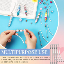 20 Pcs Beadable Bookmarks DIY Metal Blank Bar Bookmark Silver for Beads Modern Beaded Bookmark Jewelry Pendant