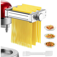 Acessório 3 em 1 para Massas para Batedeira para , Máquina de Massas em Aço Inoxidável com Rolo, Cortadores de Espaguete e Fettuccine