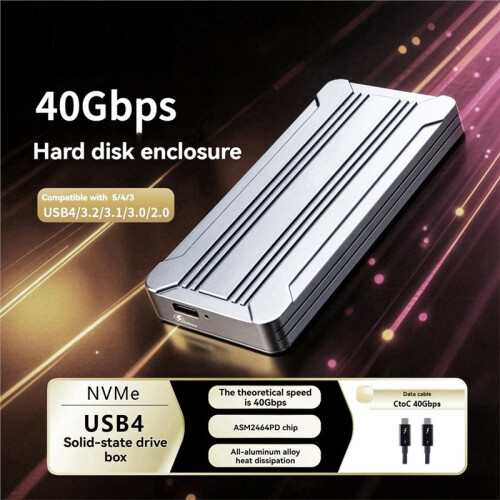 40Gbps USB4.0 M.2 NVMe SSD Enclosure M.2 to Type-C Solid State Drive Case Compatible Thunderbolt4 Support UASP TRIM 2