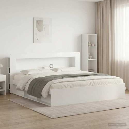 VidaXL vidaXL Headboard Cabinet with Storage High Gloss White Engineered Wood