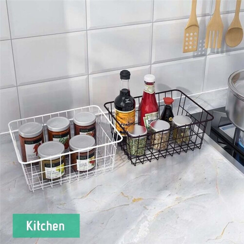 Wire Basket with Liner, 1 Pack Wire Baskets for Storage, Basket Organizer Storage Bin for Kitchen Cabinets A 1