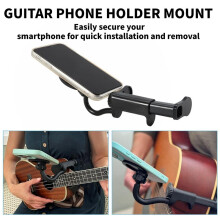 Gitarren-Telefonhalter, Verstellbarer Gitarrenständer, Gitarren-Telefonhalter-Halterung für Live-Streaming-Unterrichtsvideoaufzeichnung