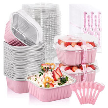Formas de Bolo com Tampas e Colheres, Forminhas para Brownie, Formas de Bolo, Formas Individuais de Bolo com Tampas para Casamento e Aniversário