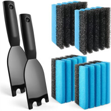 4Pack Cleaning Sponge 12207 and 2-Pc Grill Scraper for George Foreman Grill, for Grills with Grooves and Sandwich Makers