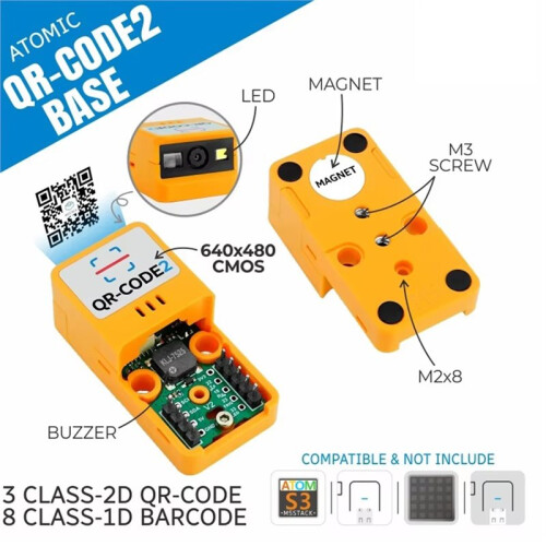 New for M5Stack  Barcode/QR-Code Scanner 2 Base CMOS Imaging Base for I/QR Code Scanning 1