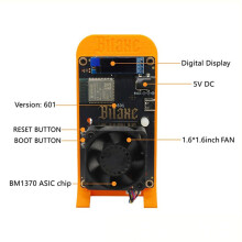 Mineiro Solo Bitax Gamma 601 BTC 1200GH/S 18W BM1370 Chip ASIC da S21 Pro Bitcoin BTC Miner com Suporte, Plugue UE