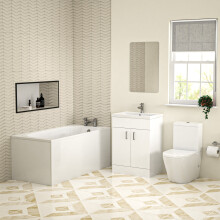 Bathroom Suite 600mm Freestanding Vanity With Close Coupled Toilet and Round Bathtub