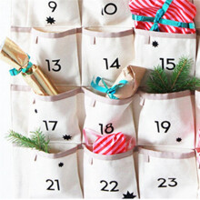Sacos de Armazenamento Suspensos, CalendáRio Do Advento, CalendáRio Do Advento em Tecido com 24 Bolsos, para Armazenamento de Chocolate e Doces para
