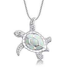 (White) Turtle Pendant Necklace for Women & Girls