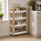 (Oak & White) Slim 4-Tier Rolling Storage Trolley Cart 2