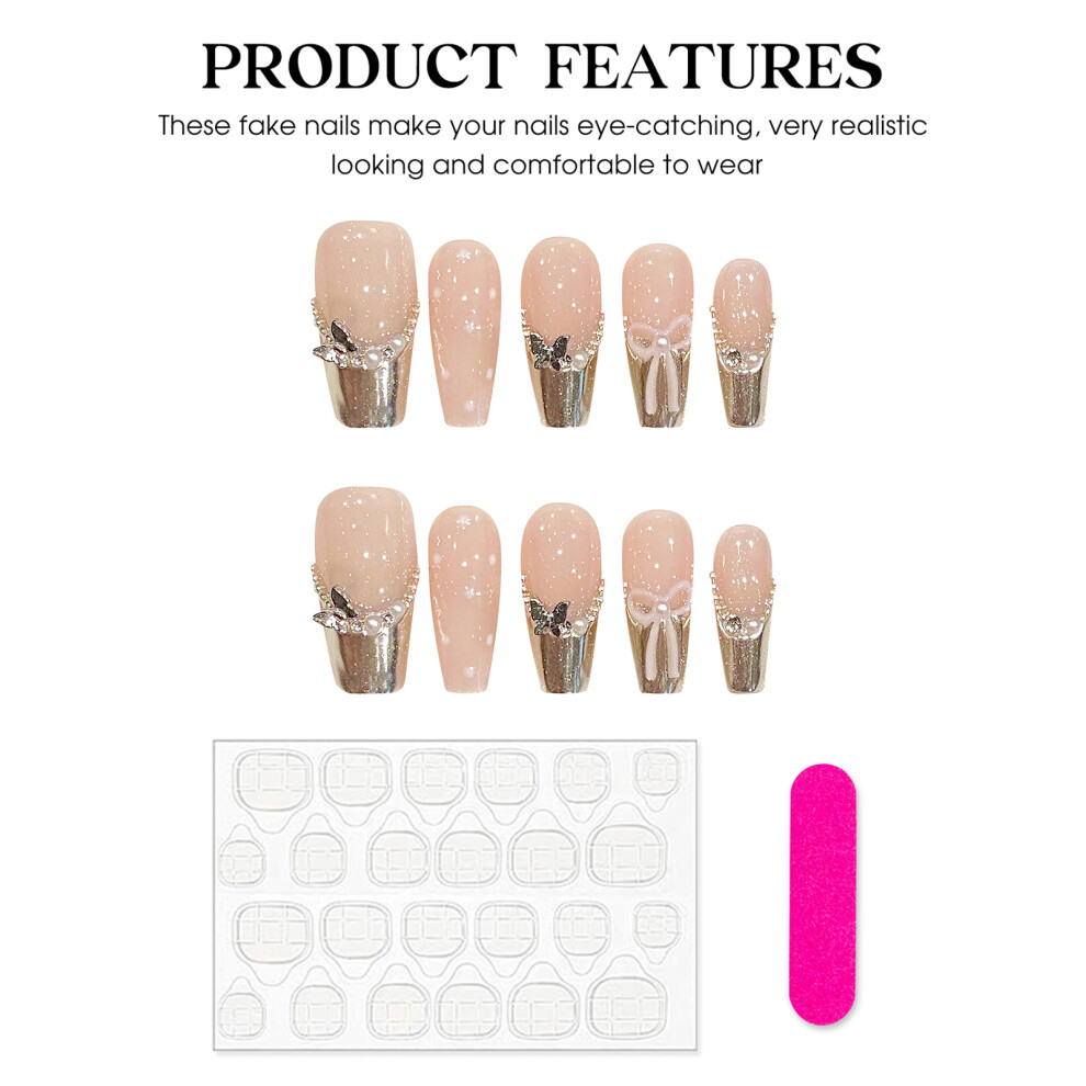 Phui-Pet-Supplies (Xs) French Nude Press-On Nails With Silver Tip, Odorless