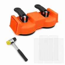 Floor Gaps Fixer Tool for Floating Floors, Dual Suction Cup Flooring Repair Kit, Rubber Mallet & 5 Adhesive Pads