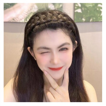(Black Brown) 5-Strand Braid Wig Headband - Hair Hoop & Ornament
