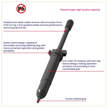 DP-366A Hand Operated Desoldering Tool with Anti Static ABS Body Ergonomic Grip and Heat Resistance Nozzle for Work
